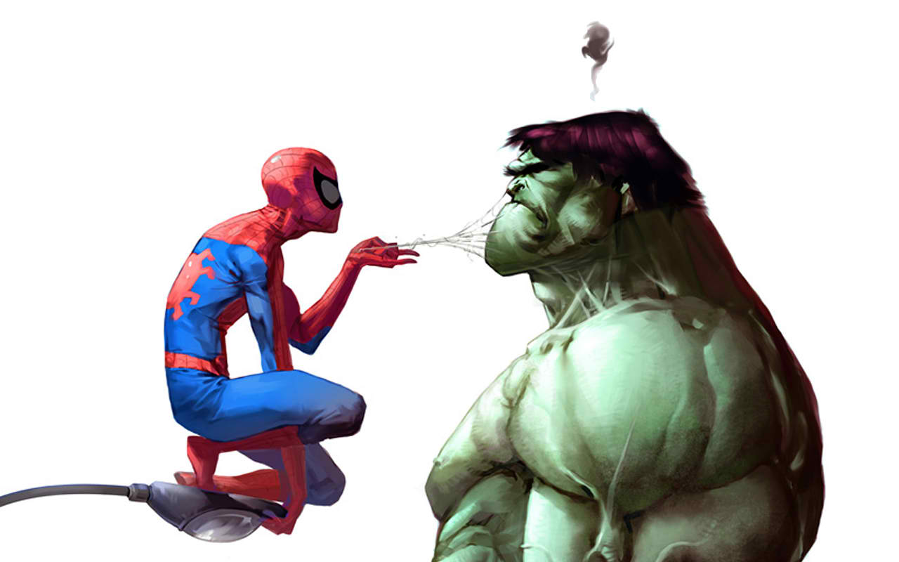 Gry puzzle - Spiderman i Hulk