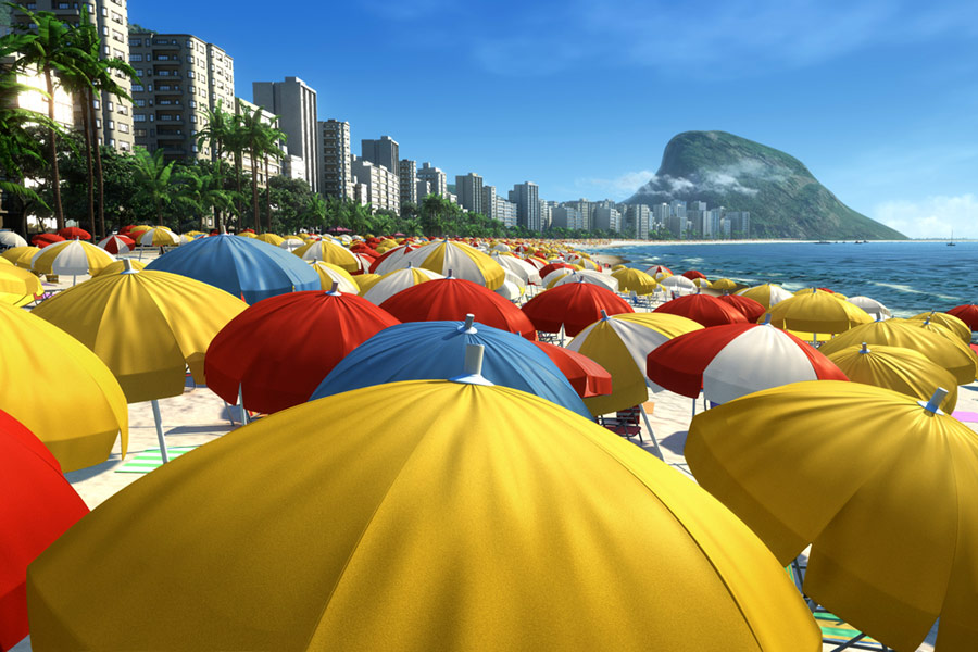 gry puzlle plaża RIO parasole
